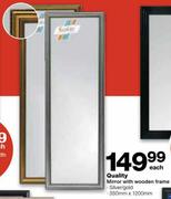 Quality Mirror with Wooden Frame-350mm x 1200mm Each