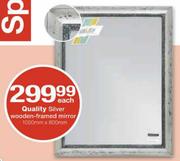 Quality Silver Wooden-Framed Mirror-1050mm x 800mm Each