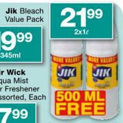 Jik Bleach Value Pack-2 x 1L + Free 500ml  