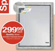 Quality Silver Wooden-Framed Mirror-1050mm x 800mm Each