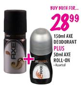 Axe Deodorant 150ml + Axe Roll-On 50ml