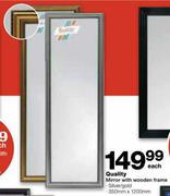 Quality Mirror with Wooden Frame-350mm x 1200mm Each