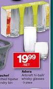 Adora Artcraft hi-ball Whisky Glasses-3 piece per set