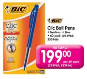 BIC Clic Ball Pens-Per 60 Pack