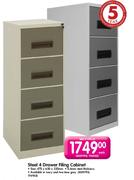 Steel 4 Drawer Filing Cabinet-Each