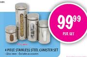 4 Piece Stainless Steel Canister Set-per set