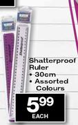 Shatterproof Ruler 30cm Assorted Colours-each