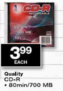 Quality CD-R 80min/700 MB-each