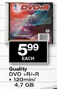 Quality DVD +R/-R 120min/4.7 GB-each