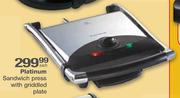 Platinum Sandwich Press With Griddled Plate-Each