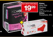 Kotex Ultra Thin Sanitary Pads 8's/10's/12's & Kotex Pantyliners 20's
