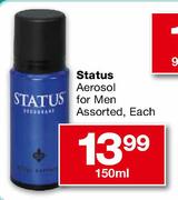Status Aerosol For Men - 150ml Each