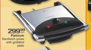 Platinum Sandwich Press With Griddled Plate-Each 