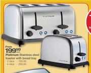 Platinum 4 Slice Stainless Steel Toaster With Bread Tray