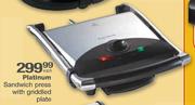 Platinum Sandwich Press With Griddled Plate-Each 
