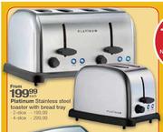 Platinum Stainless Steel Toaster With Bread Tray-2 Slice Each