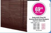 Ready-Made 25mm PVC Venetian Blinds Raised Woodgrain-1000x1000mm