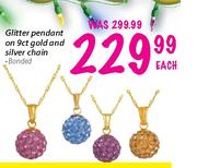 Glitter Pendants On 9ct Gold And Silver Chain Banded Each