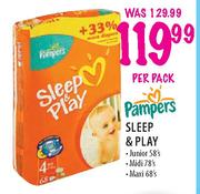 Pampers Sleep & Play Junior 58's/Midi 78's/Maxi 68's Pack