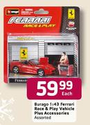 Burago 1:43 Ferrari Race & Play Vehicle Plus Accessories Assorted Each