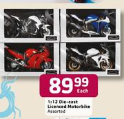 1:12 Die-Cast Licenced Motorbike Assorted Each