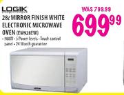 Logik Mirror Finish White Electronic Microwave Oven (EM928EW)-28l