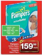 Pampers Active Baby Disposable Nappies Giant Pack Junior-68's/Maxi-82's Per Pack