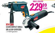 Ryobi 550W Impact Drill or 650W Grinder-Each