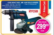 Ryobi 650W Impact Drill or 910W Angle Grinder-Each
