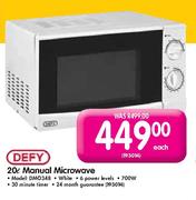 Defy Manual Microwave (DMO348)-20L Each