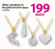 Glitter Pendants On 9Ct Gold And Silver Chain-Each