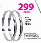 Sterling Silver Bangles-6mm Each