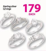 Sterling Silver CZ Rings-Each