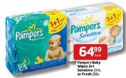 Pempers Baby Wipes 3+1 Sensitive 224S Or Fresh 256S-Each