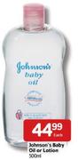 Johnson's Baby Oil Or Lotion 500Ml-Each