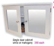 Single Door Cabinet White Or Mahogany-Each