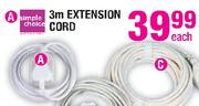 Simple Choice 3m Extension Cord-Each