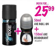 Axe Roll On-50ml + Axe Deodorant-150ml Assorted