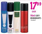 Coty Deodorants-90ml Each Assorted
