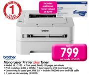 Brother Mono Laser Printer Plus Toner(HL-2130)-Per Bundle