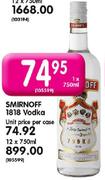 Smirnoff 1818 Vodka-12X750ml