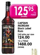 Captain Morgan Black Label Rum-12X750ml