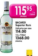 Bacardi Superior Rum-12X750ml Each
