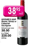 Leopard's Leap Merlot, Shiraz Cabernet Sauvignon-1X750ml Each