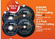 Slimline 15 Pack 115mm Cutting Discs Or 6 Pack 230mm Cutting Discs