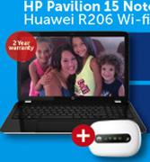 HP Pavilion 15 Notebook & Huawei R206 Wi-Fi Router-On 2GB