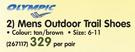 Olympic Mens Outdoor Trail Shoes-Per Pair