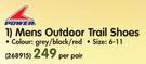 Power Mens Outdoor Trail Shoes-Per Pair