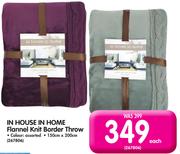 In House In Home Flannel Knit Border Throw-Each