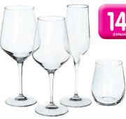 Electra White Wine, Red Wine Or Flute Glasses-Per 4 Pack